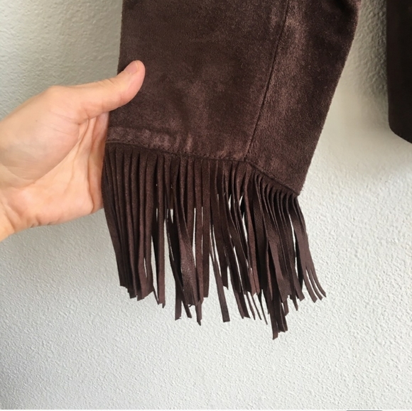 INC International Concepts Western Brown Suede boho festival Fringe Jacket 3X - Picture 5 of 8